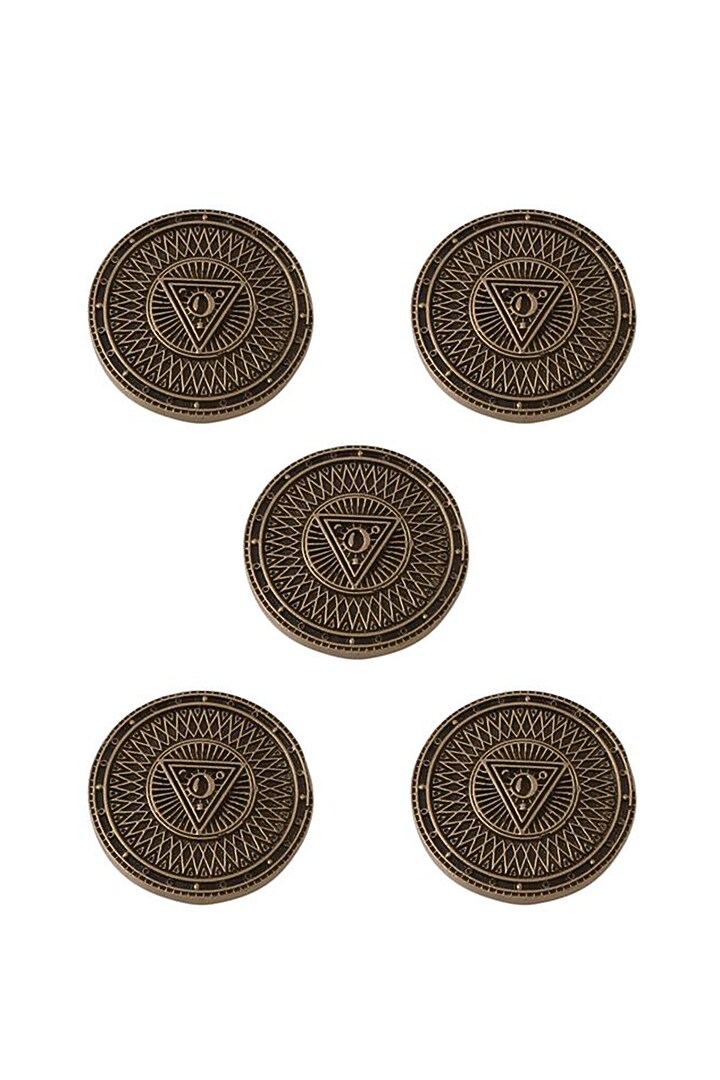 Antique Gold Triangle Power Buttons (Set of 5) by Cosa Nostraa at Pernia's Pop Up Shop