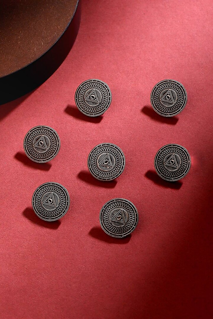 Antique Gold Triangle Power Buttons (Set of 7) by Cosa Nostraa at Pernia's Pop Up Shop