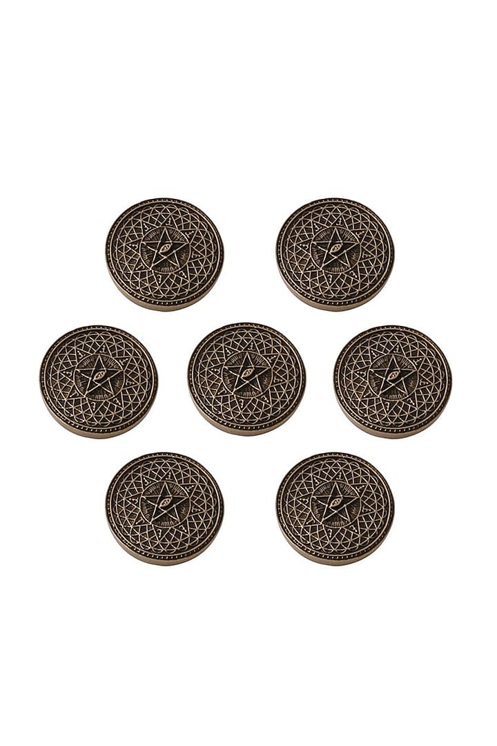 Antique Gold Mandala Pattern Buttons (Set of 7) by Cosa Nostraa at Pernia's Pop Up Shop