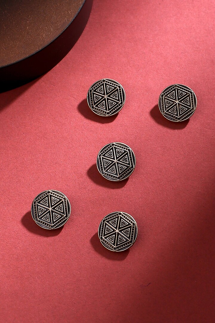 Antique Gold Double Hexagon Buttons (Set of 5) by Cosa Nostraa at Pernia's Pop Up Shop