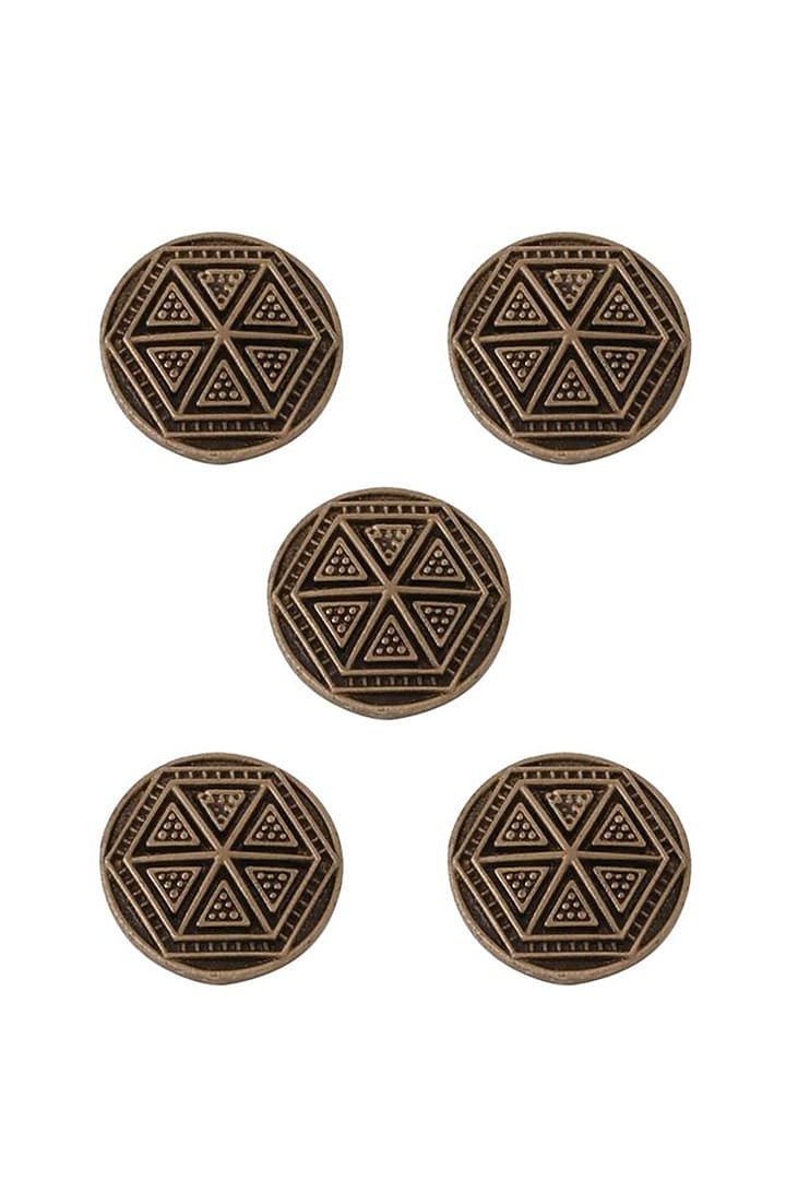 Antique Gold Double Hexagon Buttons (Set of 5) by Cosa Nostraa at Pernia's Pop Up Shop