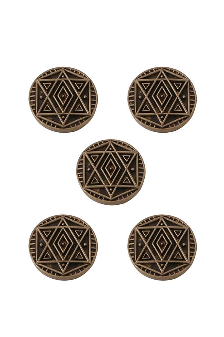 Antique Gold Pentagon Fractal Buttons (Set of 5) by Cosa Nostraa at Pernia's Pop Up Shop