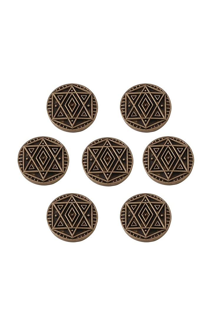 Antique Gold Pentagon Fractal Buttons (Set of 7) by Cosa Nostraa at Pernia's Pop Up Shop