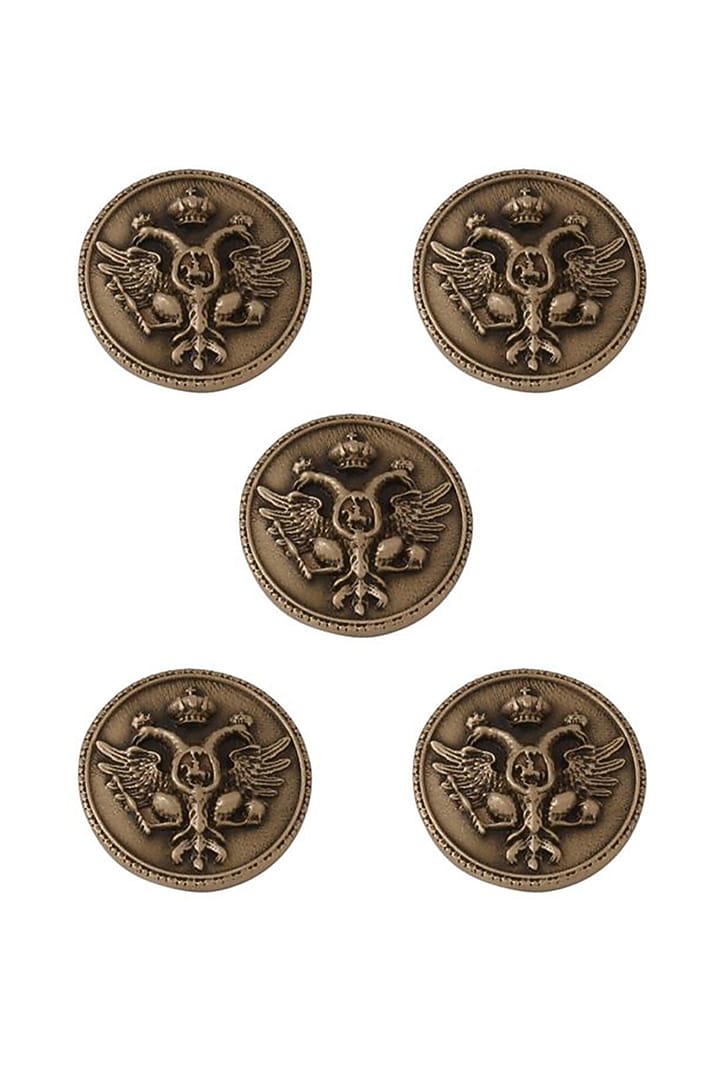Antique Gold Regal Defender Buttons (Set of 5) by Cosa Nostraa at Pernia's Pop Up Shop