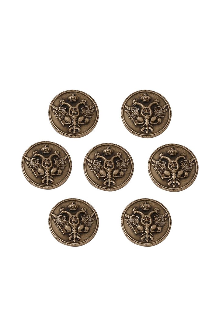 Antique Gold Regal Defender Buttons (Set of 7) by Cosa Nostraa at Pernia's Pop Up Shop