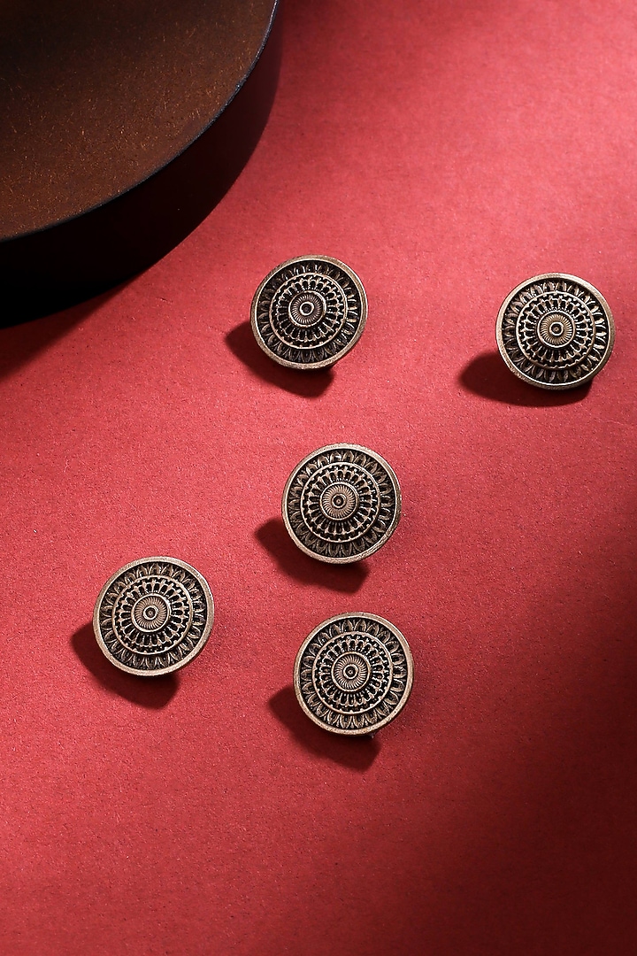 Antique Gold Circular Charm Buttons (Set of 5) by Cosa Nostraa at Pernia's Pop Up Shop