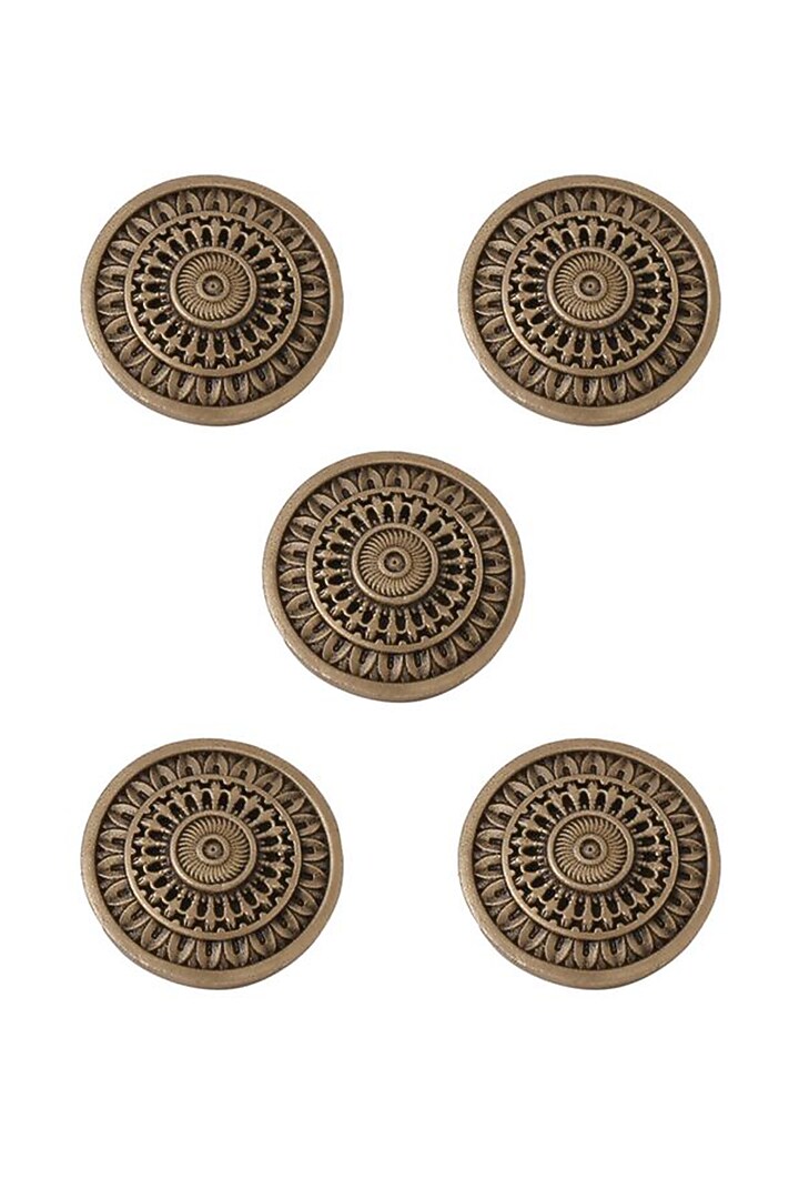 Antique Gold Circular Charm Buttons (Set of 5) by Cosa Nostraa at Pernia's Pop Up Shop
