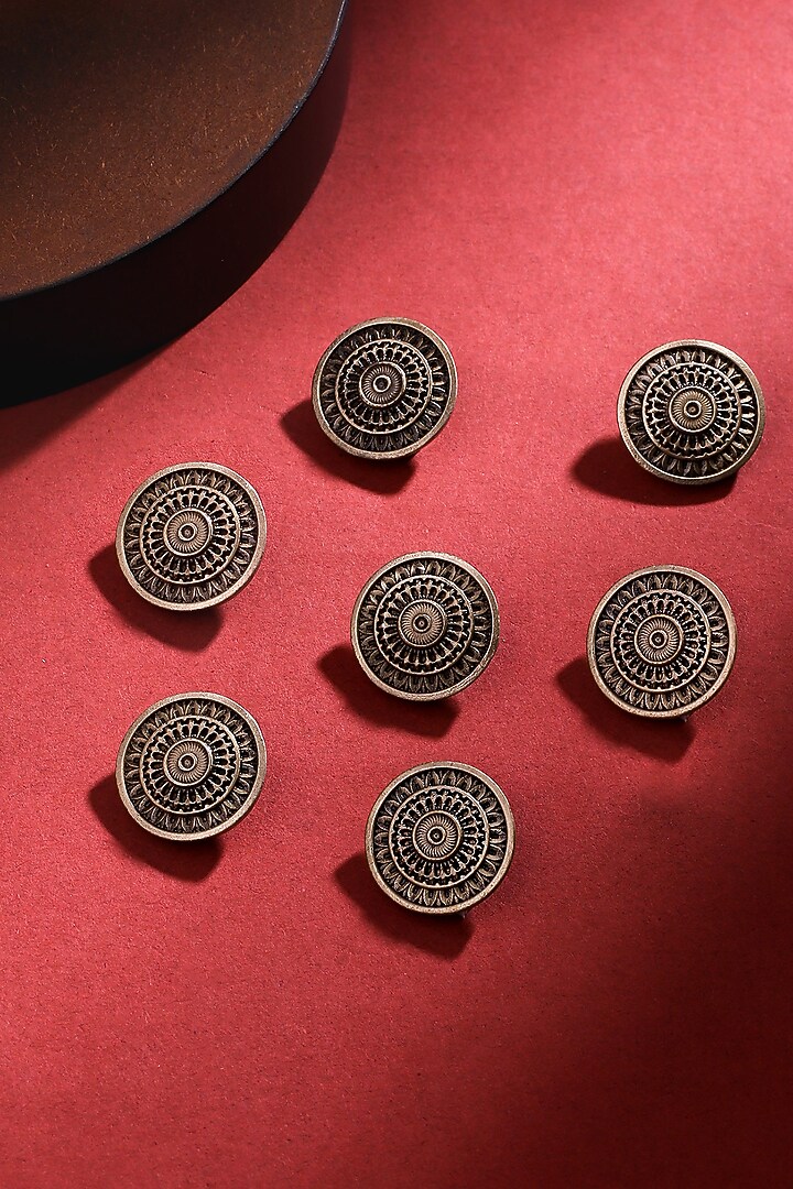Antique Gold Circular Charm Buttons (Set of 7) by Cosa Nostraa at Pernia's Pop Up Shop