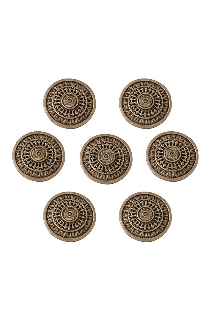 Antique Gold Circular Charm Buttons (Set of 7) by Cosa Nostraa at Pernia's Pop Up Shop
