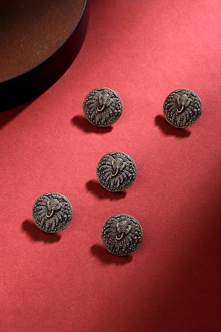Antique Gold Silver Peacock Buttons (Set of 5) by Cosa Nostraa at Pernia's Pop Up Shop