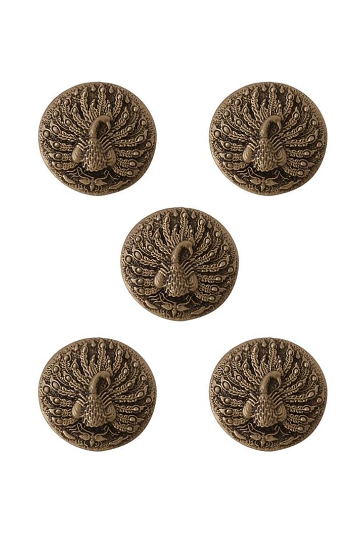 Antique Gold Silver Peacock Buttons (Set of 5) by Cosa Nostraa at Pernia's Pop Up Shop