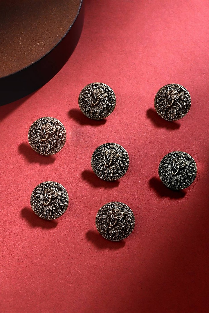 Antique Gold Silver Peacock Buttons (Set of 7) by Cosa Nostraa at Pernia's Pop Up Shop