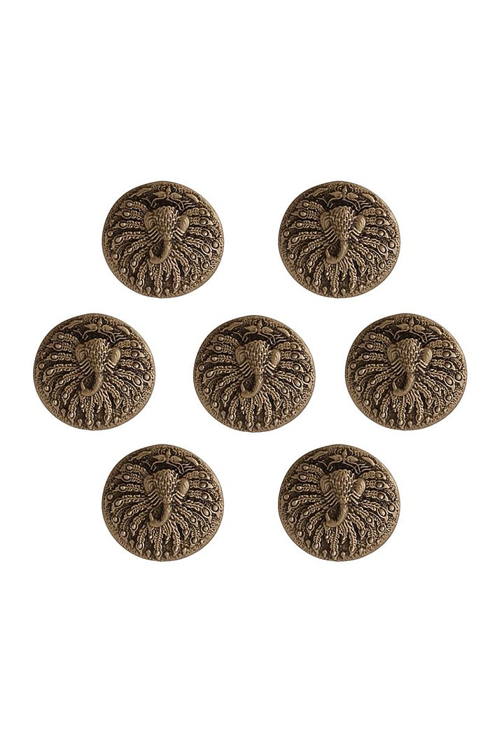 Antique Gold Silver Peacock Buttons (Set of 7) by Cosa Nostraa at Pernia's Pop Up Shop