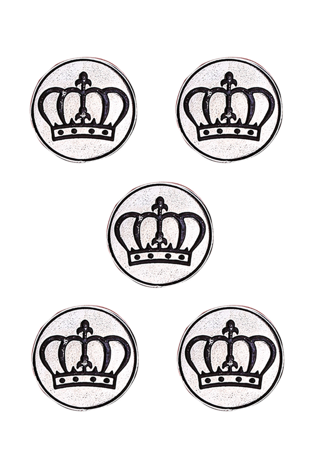 Silver Oxidised Elite Crown Buttons (Set of 5) by Cosa Nostraa at Pernia's Pop Up Shop