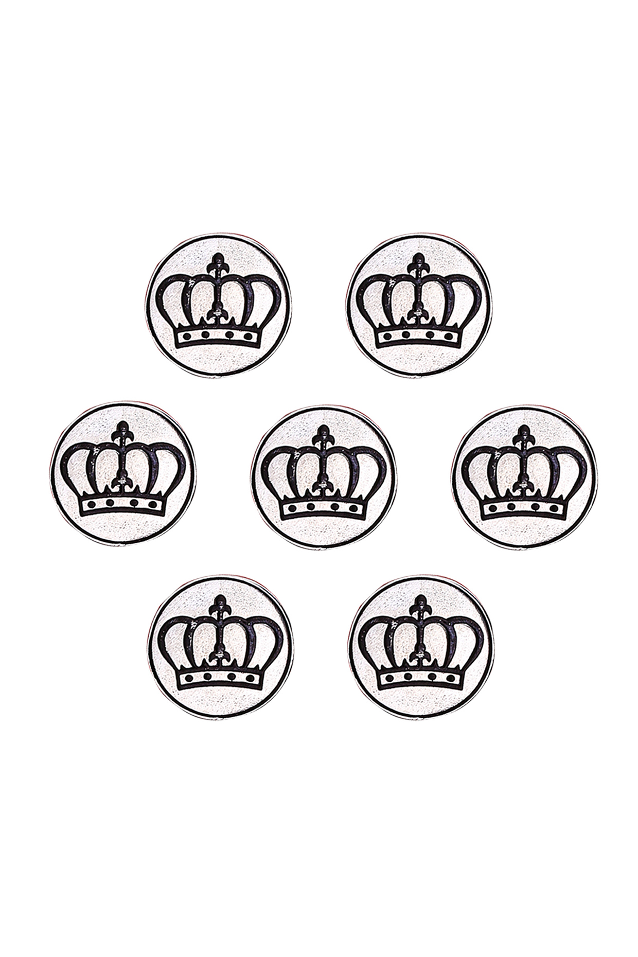 Silver Oxidised Elite Crown Buttons (Set of 7) by Cosa Nostraa at Pernia's Pop Up Shop