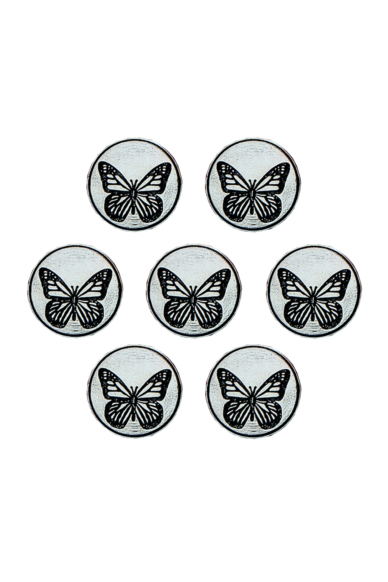 Silver Oxidised Dainty Butterfly Buttons (Set of 7) by Cosa Nostraa at Pernia's Pop Up Shop