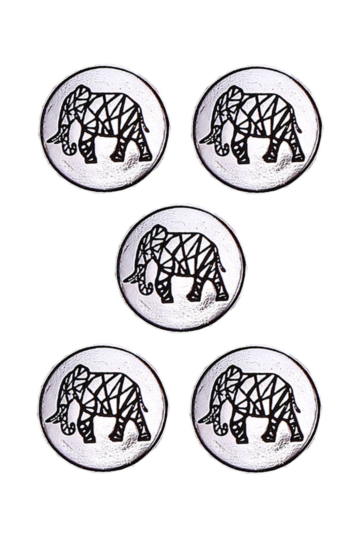 Silver Oxidised Mighty Elephant Buttons (Set of 5) by Cosa Nostraa at Pernia's Pop Up Shop