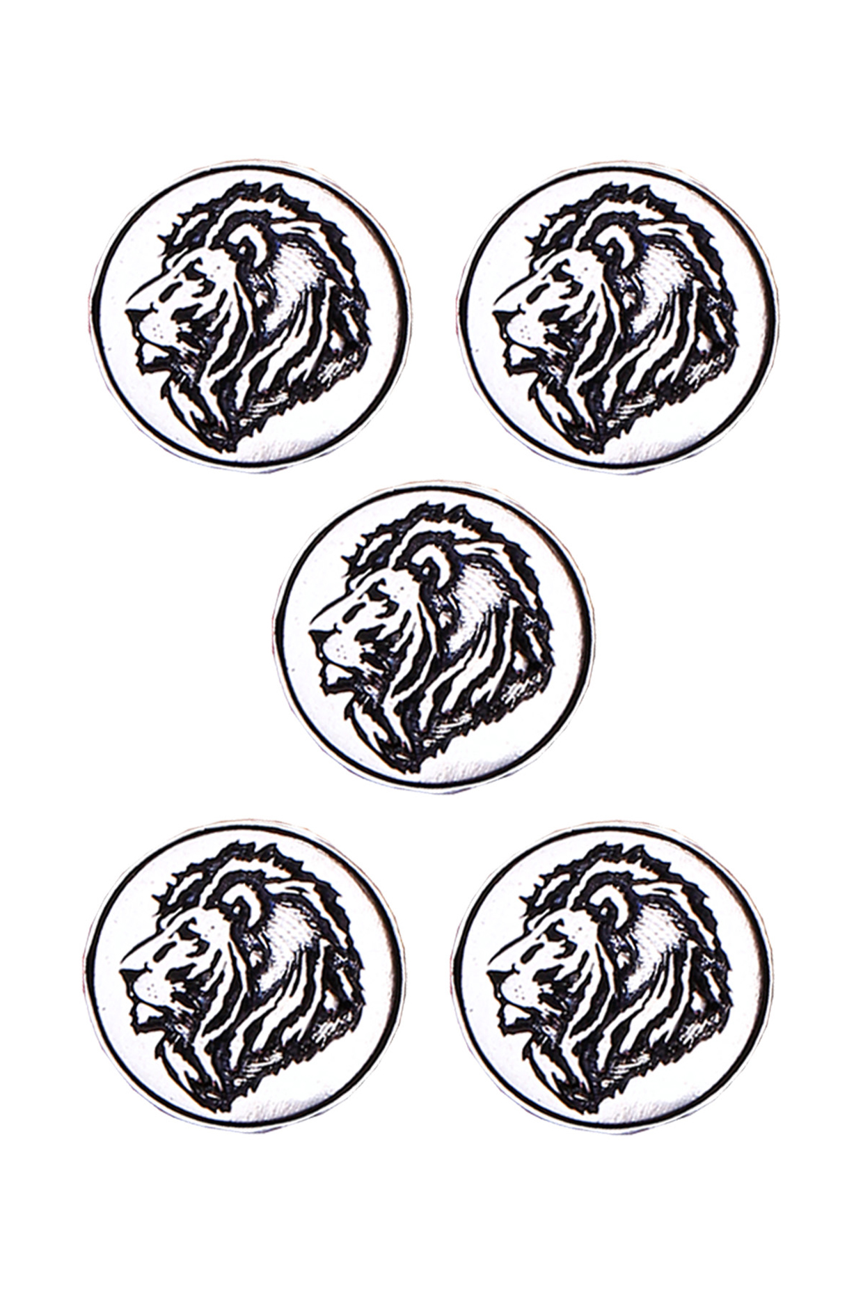 Silver Oxidised Lion's Mane Buttons (Set of 5) by Cosa Nostraa at Pernia's Pop Up Shop