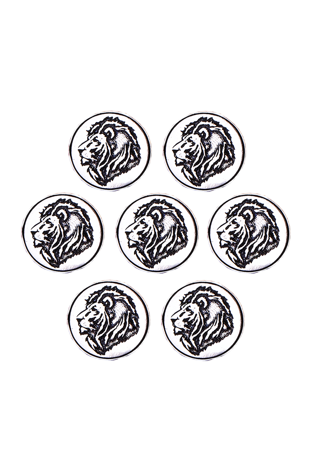 Silver Oxidised Lion's Mane Buttons (Set of 7) by Cosa Nostraa at Pernia's Pop Up Shop