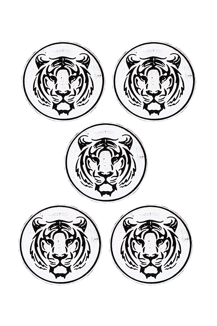 Silver Oxidised Fiery Tiger Buttons (Set of 5) by Cosa Nostraa at Pernia's Pop Up Shop