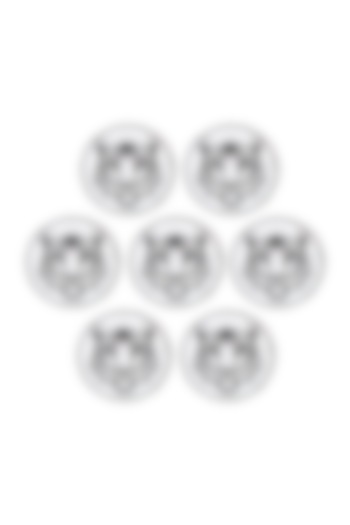 Silver Oxidised Fiery Tiger Buttons (Set of 7) by Cosa Nostraa at Pernia's Pop Up Shop