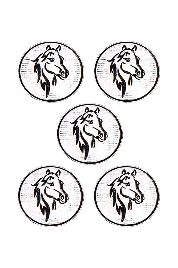 Silver Oxidised King's Knight Buttons (Set of 5) by Cosa Nostraa at Pernia's Pop Up Shop
