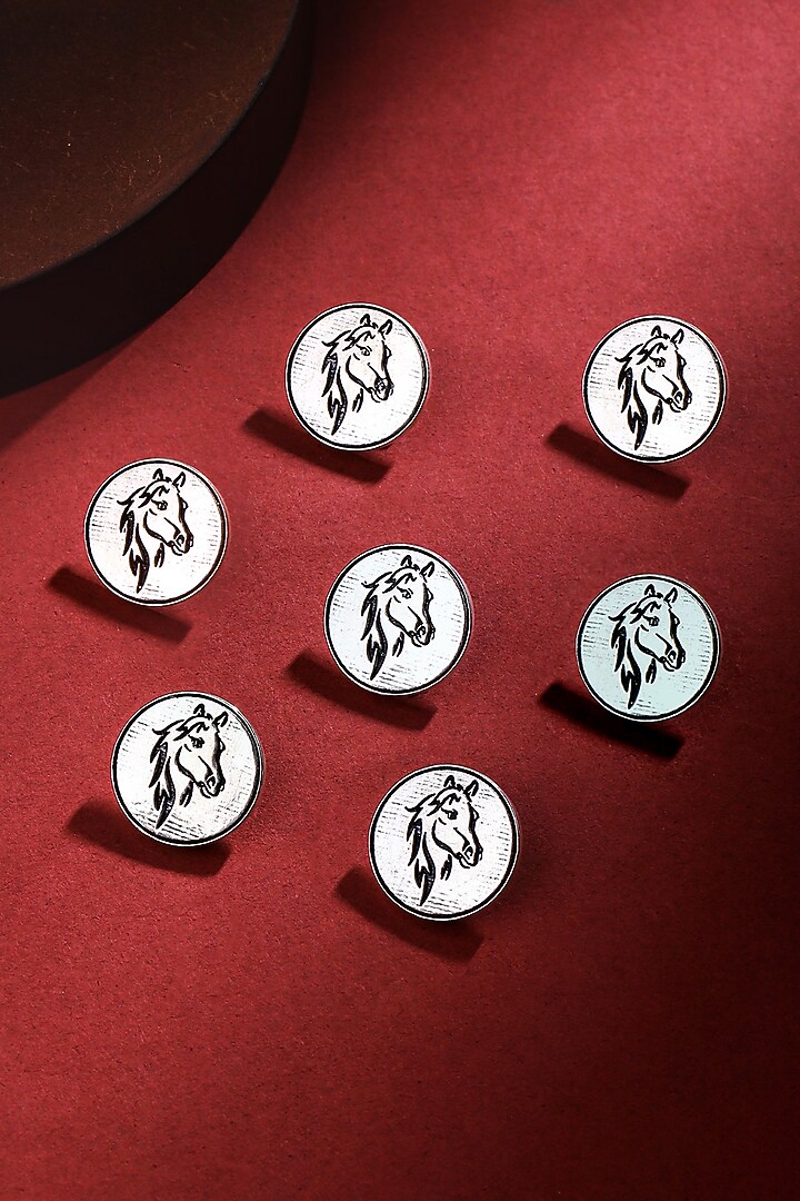 Silver Oxidised King's Knight Buttons (Set of 7) by Cosa Nostraa at Pernia's Pop Up Shop