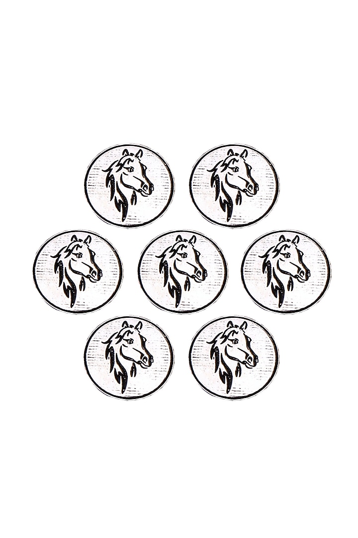 Silver Oxidised King's Knight Buttons (Set of 7) by Cosa Nostraa at Pernia's Pop Up Shop