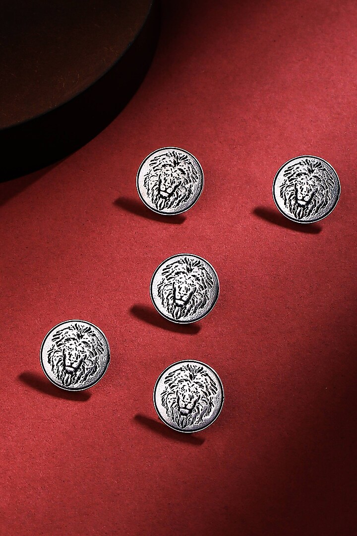 Silver Oxidised Power Ruler Buttons (Set of 5) by Cosa Nostraa at Pernia's Pop Up Shop