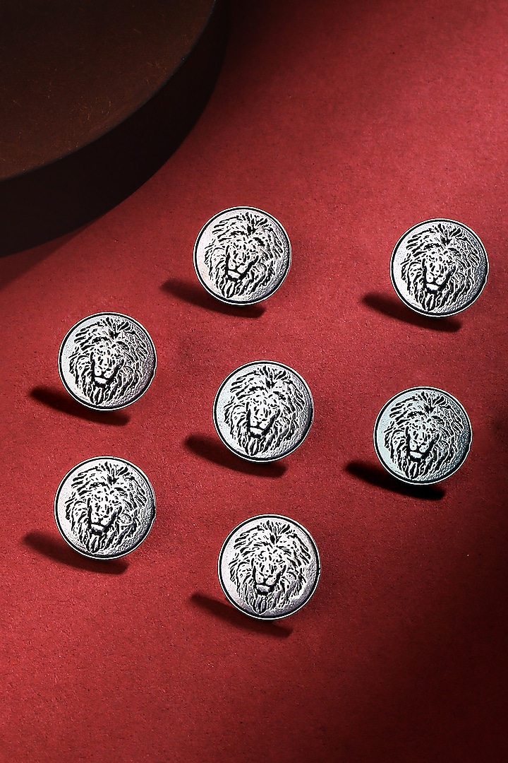 Silver Oxidised Power Ruler Buttons (Set of 7) by Cosa Nostraa at Pernia's Pop Up Shop