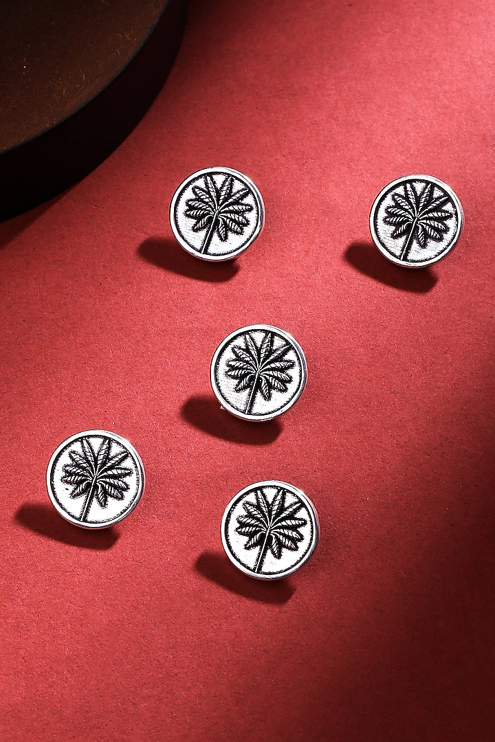 Silver Oxidised Floral Buttons (Set of 5) by Cosa Nostraa at Pernia's Pop Up Shop