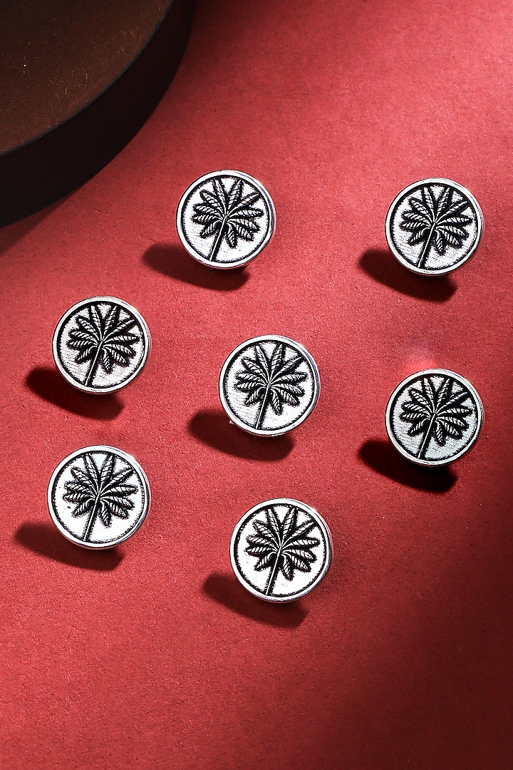Silver Oxidised Floral Buttons (Set of 7) by Cosa Nostraa at Pernia's Pop Up Shop