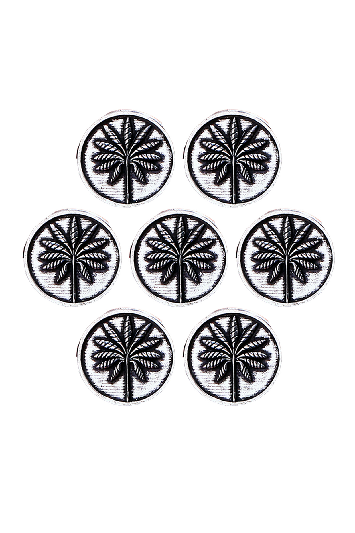 Silver Oxidised Floral Buttons (Set of 7) by Cosa Nostraa at Pernia's Pop Up Shop