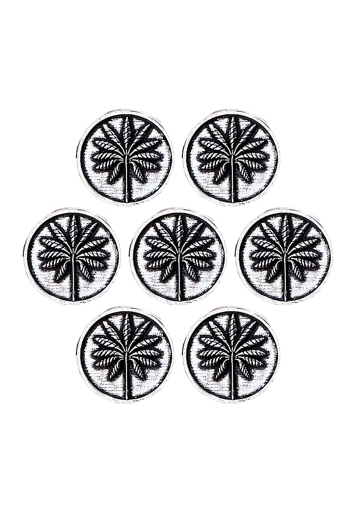 Silver Oxidised Floral Buttons (Set of 7) by Cosa Nostraa at Pernia's Pop Up Shop
