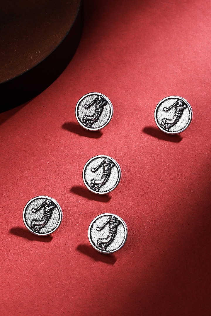 Silver Oxidised Golfer Buttons (Set of 5) by Cosa Nostraa at Pernia's Pop Up Shop