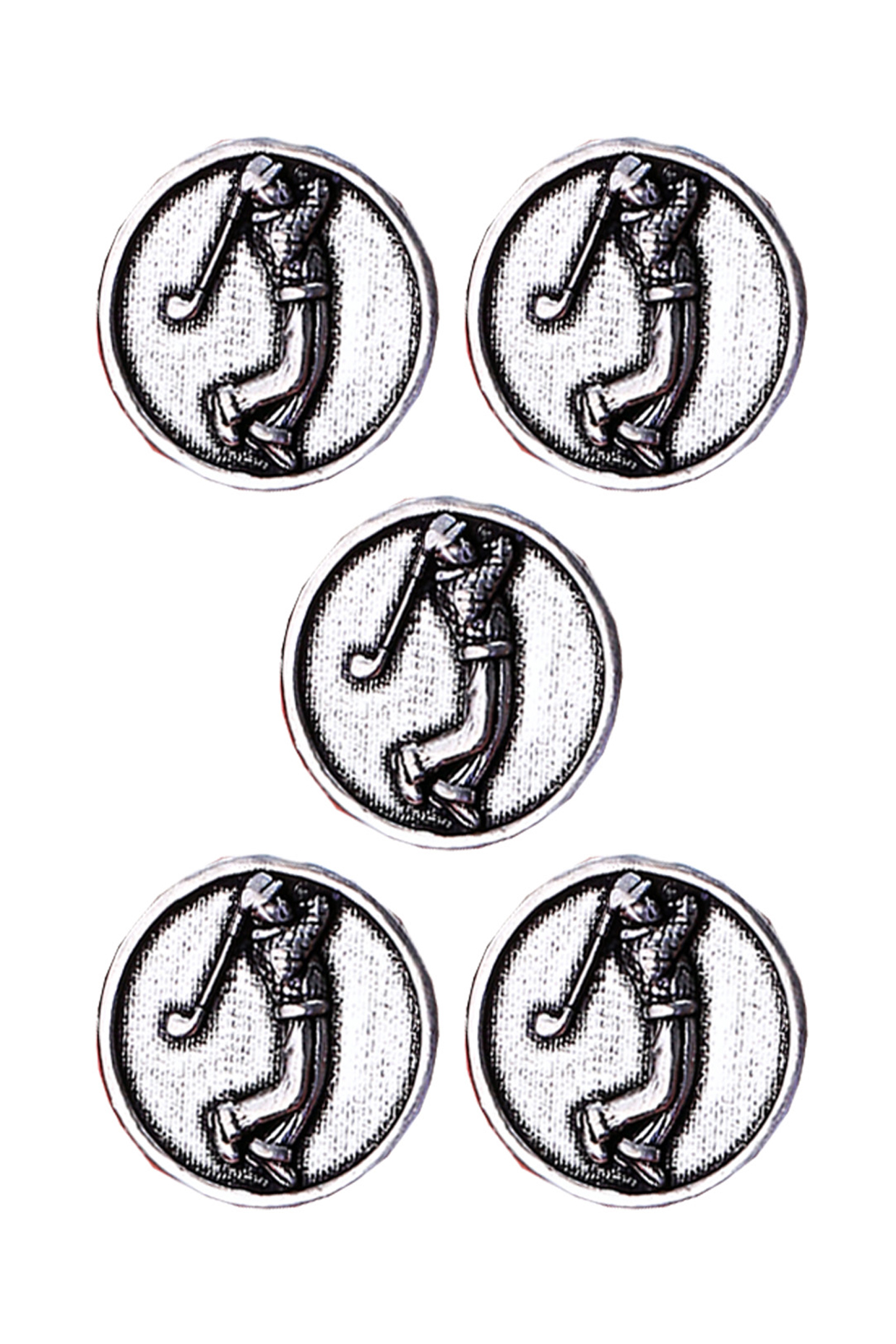 Silver Oxidised Golfer Buttons (Set of 5) by Cosa Nostraa at Pernia's Pop Up Shop