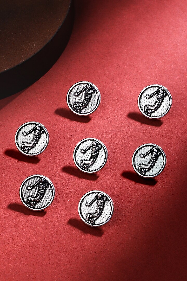 Silver Oxidised Golfer Buttons (Set of 7) by Cosa Nostraa at Pernia's Pop Up Shop