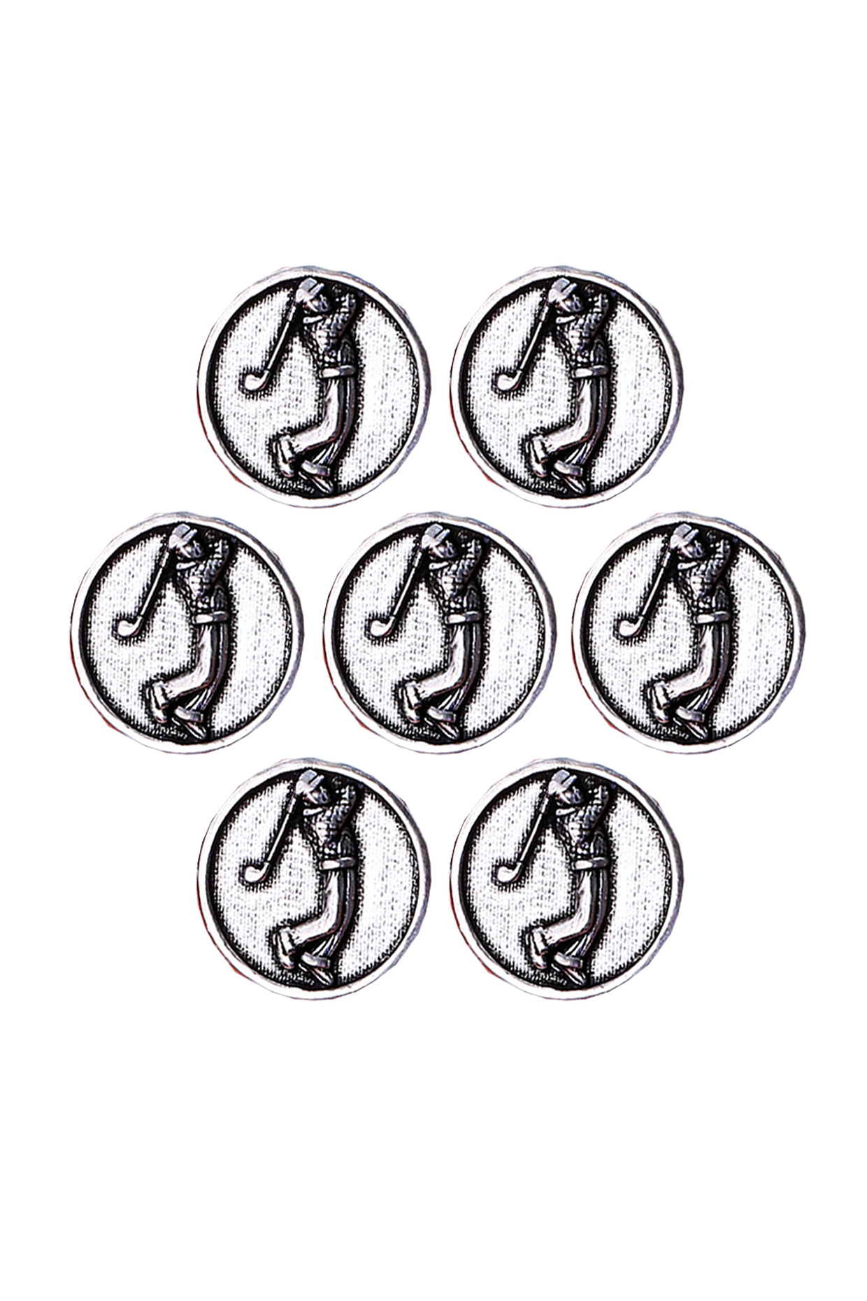 Silver Oxidised Golfer Buttons (Set of 7) by Cosa Nostraa at Pernia's Pop Up Shop