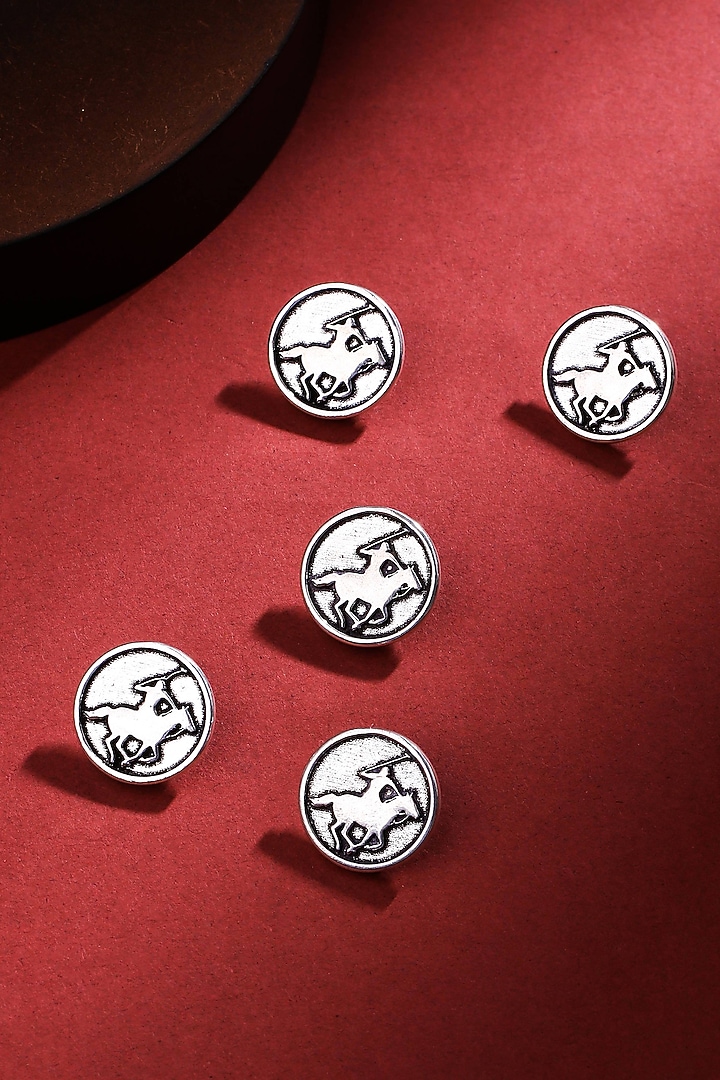 Silver Oxidised Warrior Buttons (Set of 5) by Cosa Nostraa at Pernia's Pop Up Shop