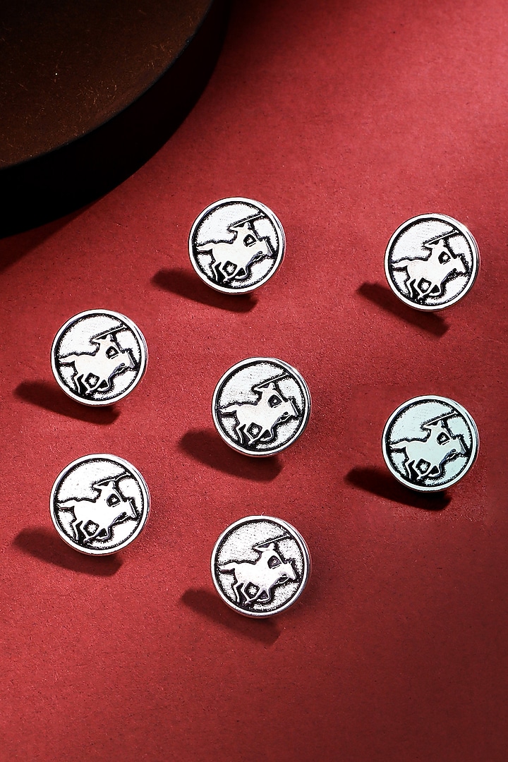 Silver Oxidised Warrior Buttons (Set of 7) by Cosa Nostraa at Pernia's Pop Up Shop