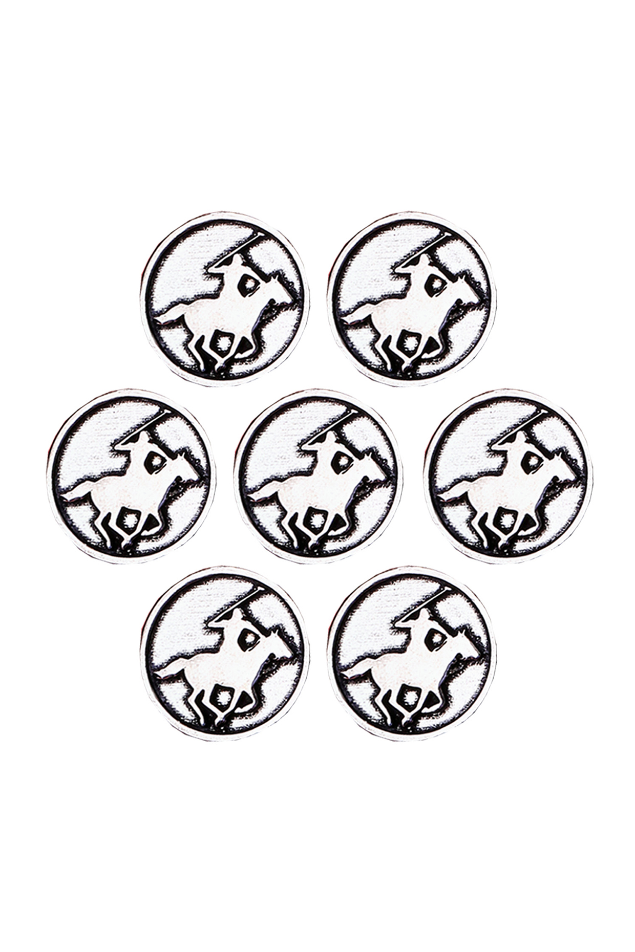 Silver Oxidised Warrior Buttons (Set of 7) by Cosa Nostraa at Pernia's Pop Up Shop