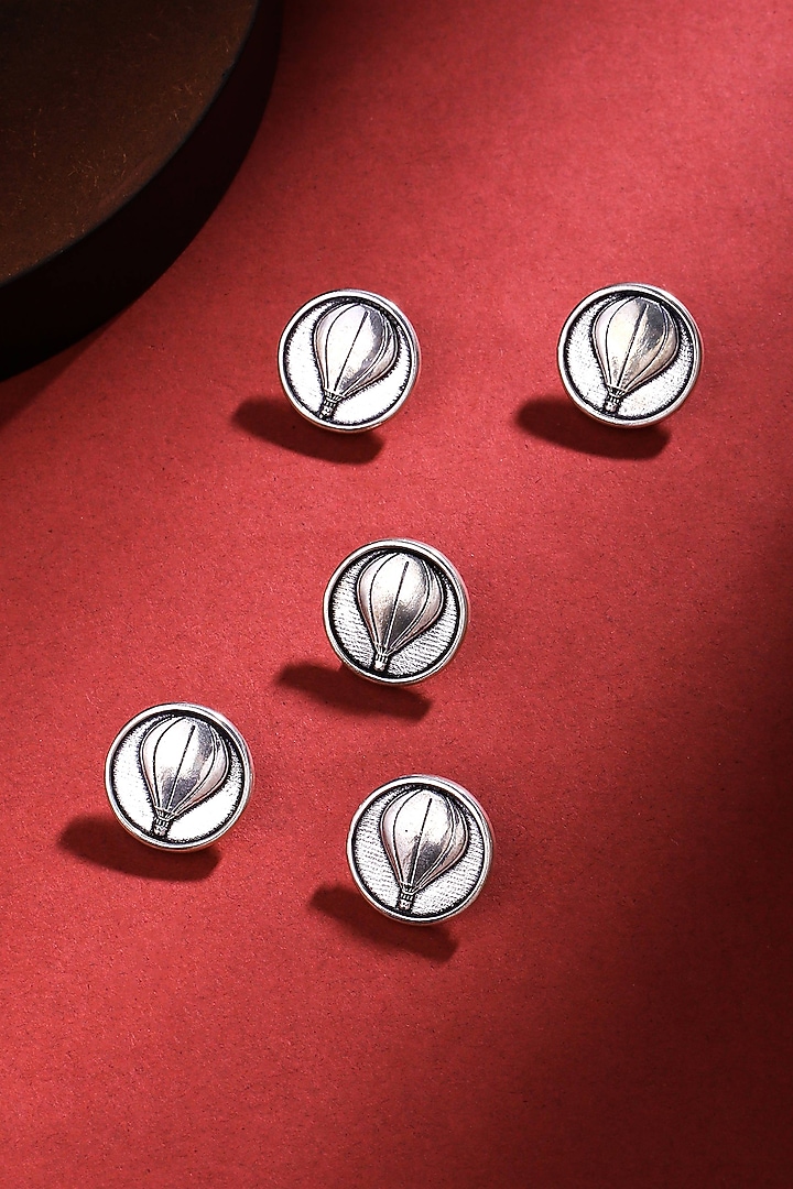 Silver Oxidised Air Balloon Buttons (Set of 5) by Cosa Nostraa at Pernia's Pop Up Shop