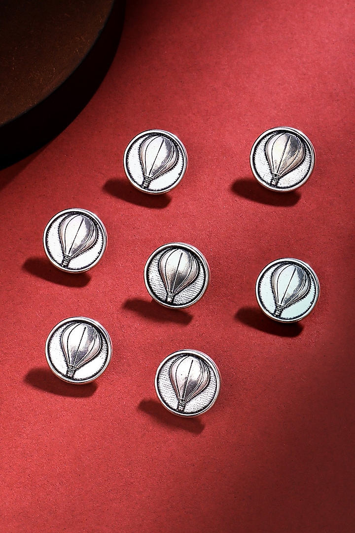 Silver Oxidised Air Balloon Buttons (Set of 7) by Cosa Nostraa at Pernia's Pop Up Shop