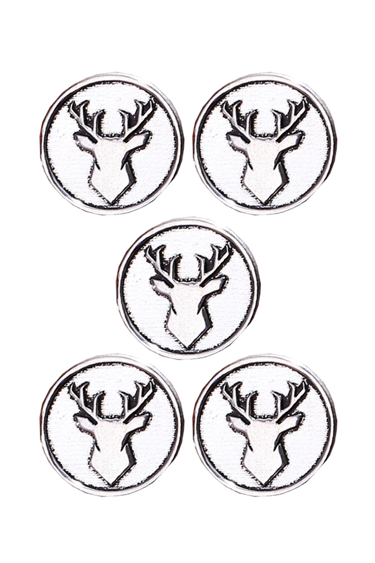 Silver Oxidised Imperial Stag Buttons (Set of 5) by Cosa Nostraa at Pernia's Pop Up Shop
