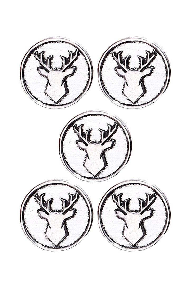 Silver Oxidised Imperial Stag Buttons (Set of 5) by Cosa Nostraa at Pernia's Pop Up Shop