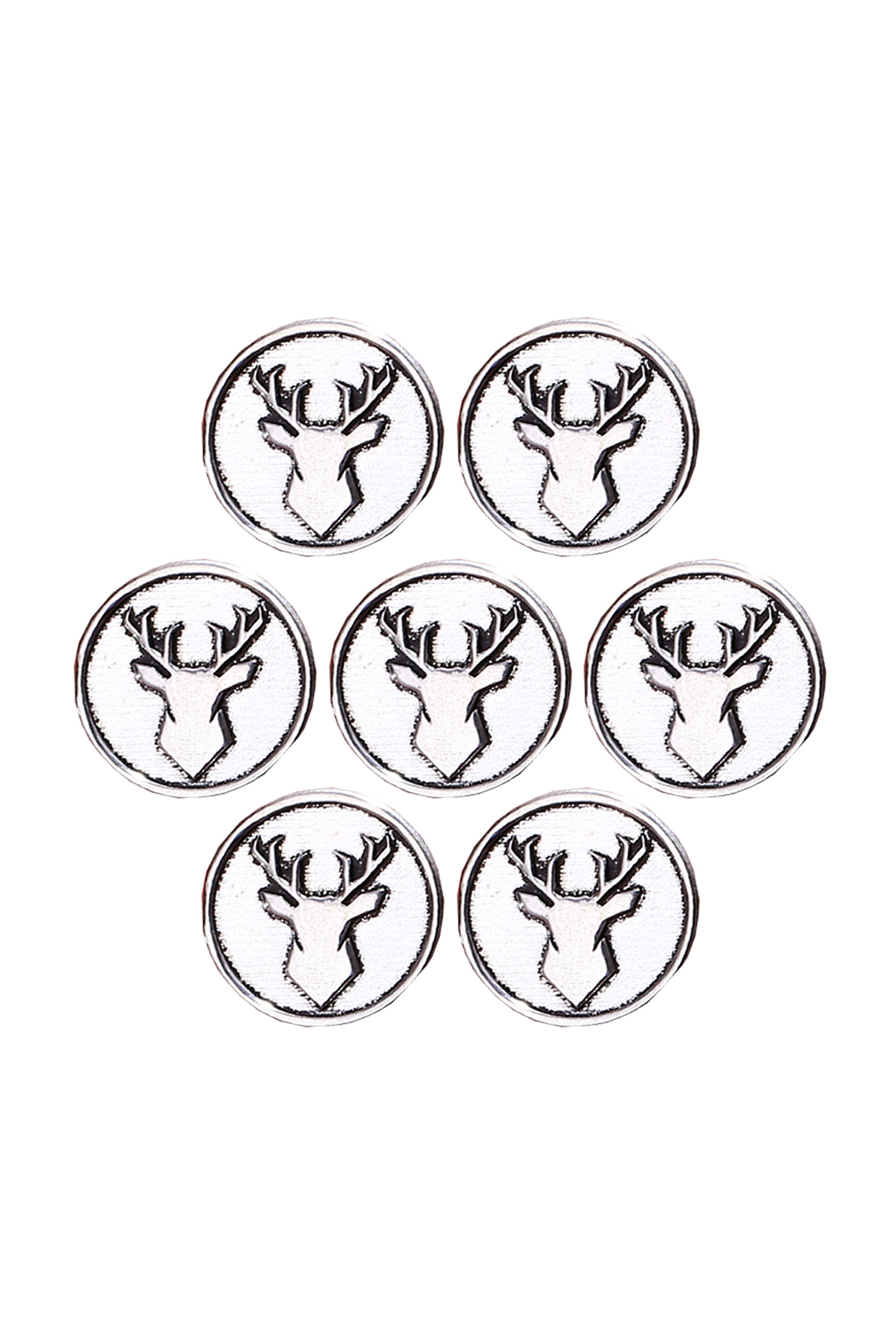 Silver Oxidised Imperial Stag Buttons (Set of 7) by Cosa Nostraa at Pernia's Pop Up Shop