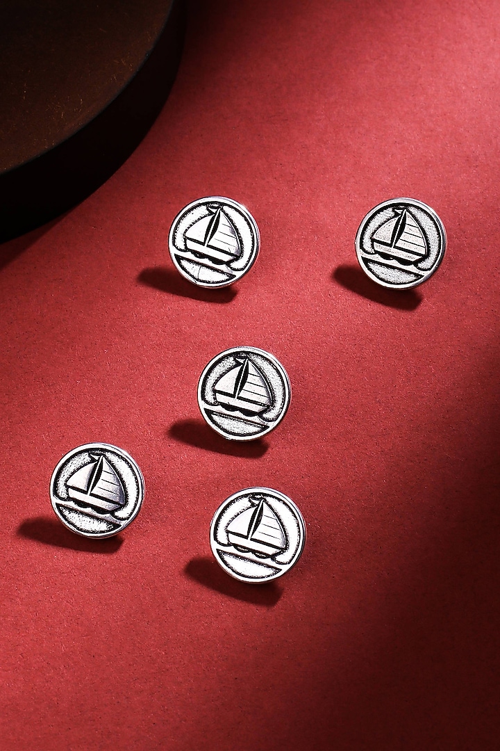 Silver Oxidised Sailboat Buttons (Set of 5) by Cosa Nostraa at Pernia's Pop Up Shop