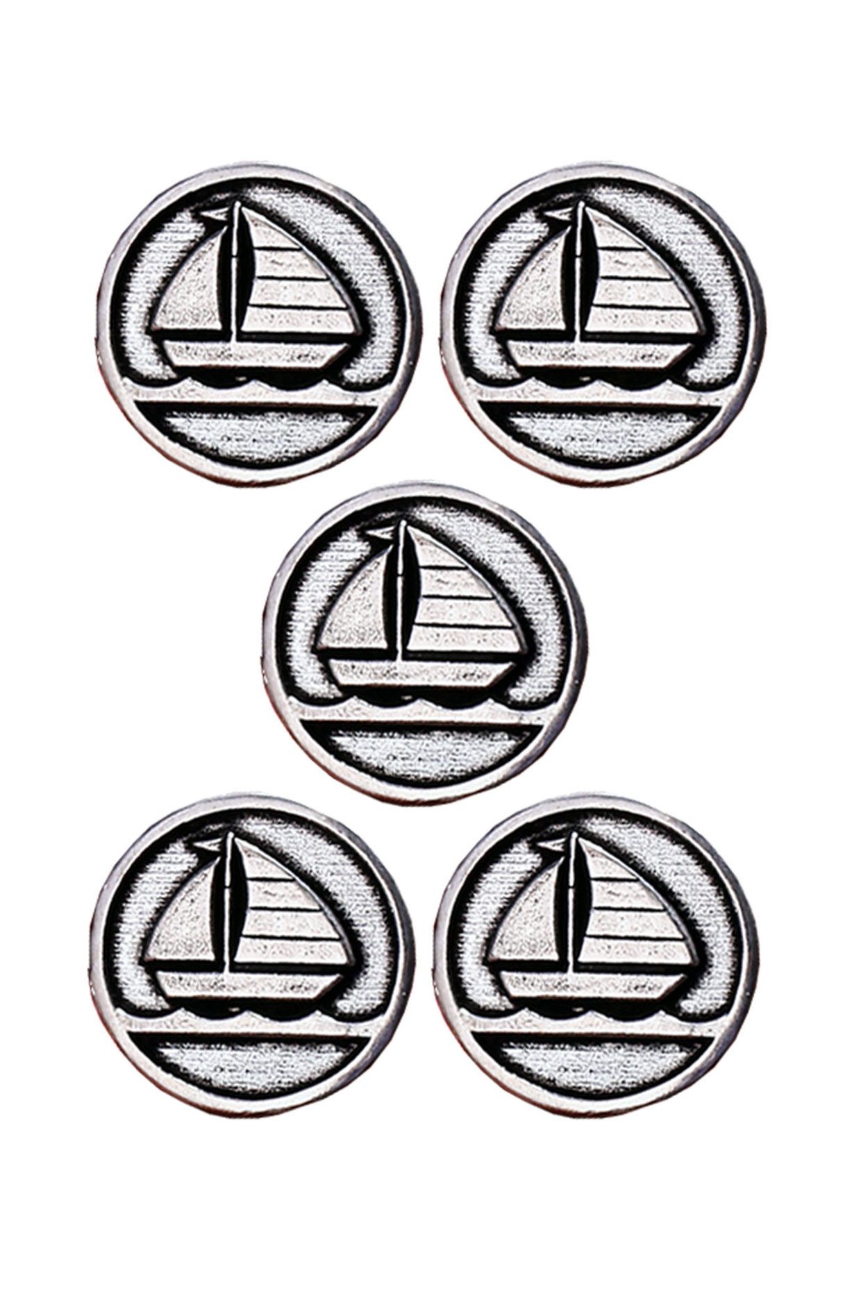 Silver Oxidised Sailboat Buttons (Set of 5) by Cosa Nostraa at Pernia's Pop Up Shop