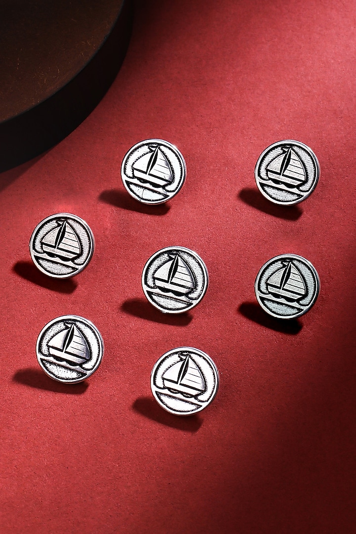 Silver Oxidised Sailboat Buttons (Set of 7) by Cosa Nostraa at Pernia's Pop Up Shop