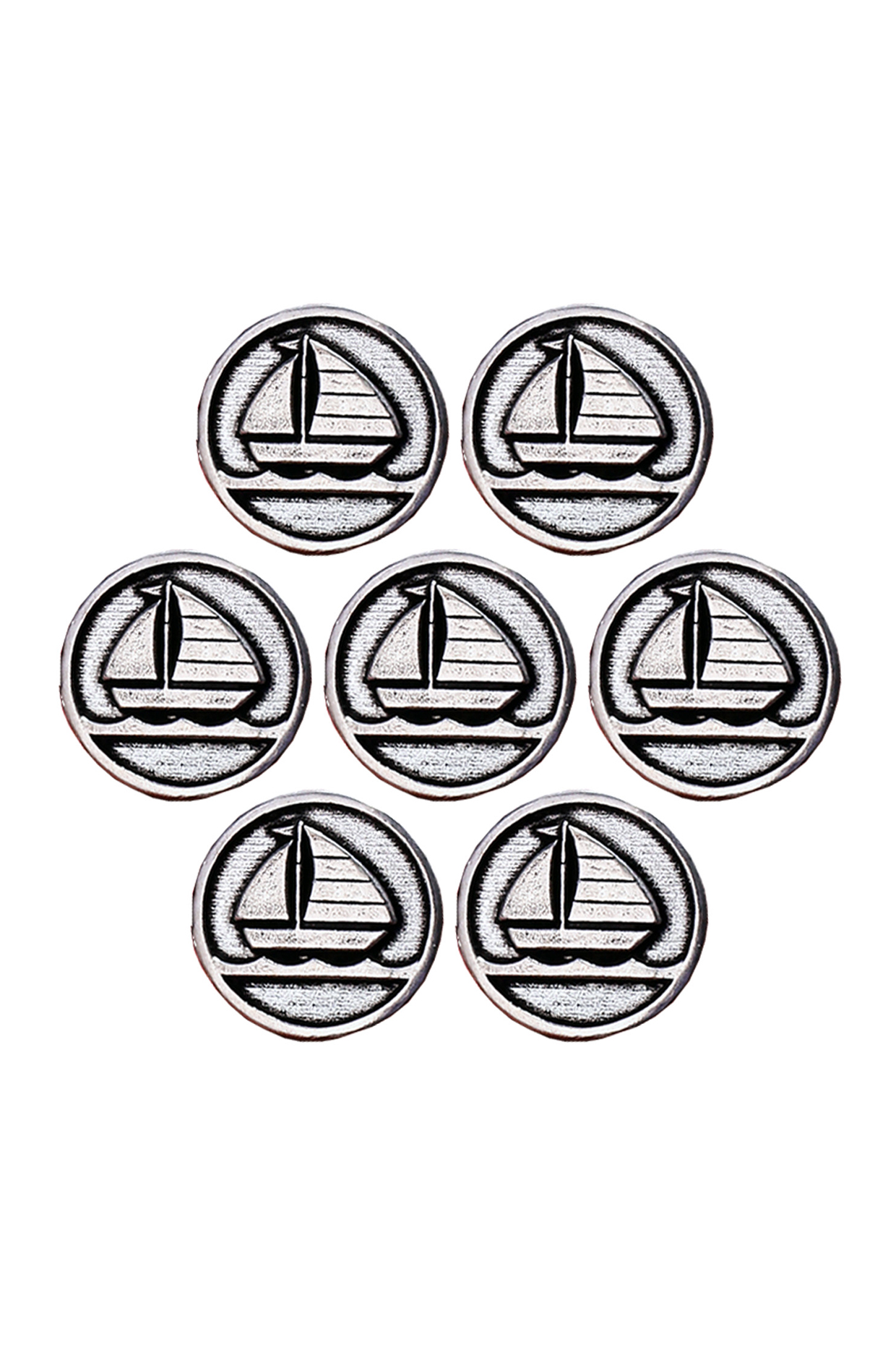 Silver Oxidised Sailboat Buttons (Set of 7) by Cosa Nostraa at Pernia's Pop Up Shop